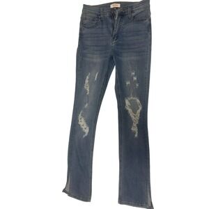 Vibrant MIU Womens Distressed High Rise Skinny Jeans Medium Wash Size 9